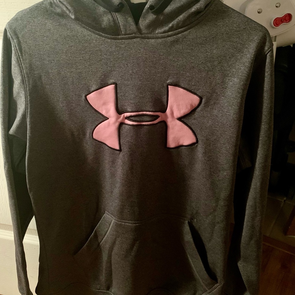 Under Armour Dark Gray Hoodie with Pink Logo